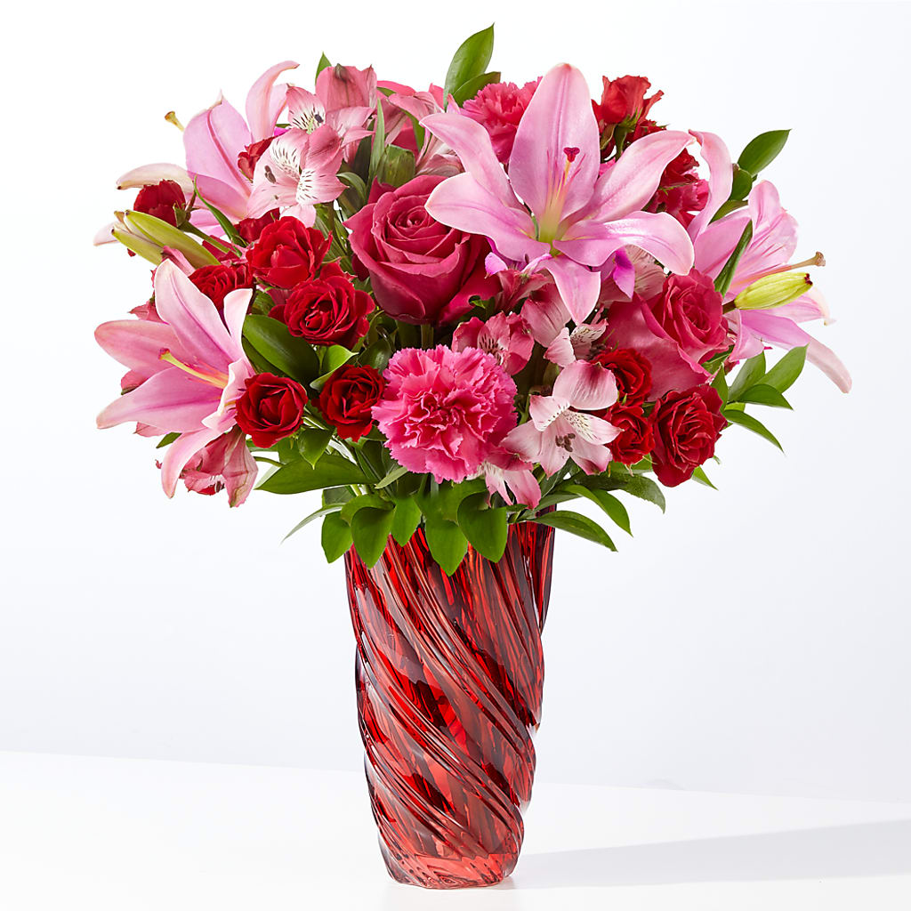 In Love Bouquet with Luxe Swirl Vase – Heavenly Plants, Regina SK