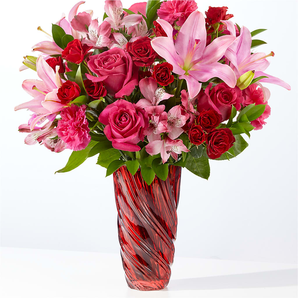 In Love Bouquet with Luxe Swirl Vase – Heavenly Plants, Regina SK