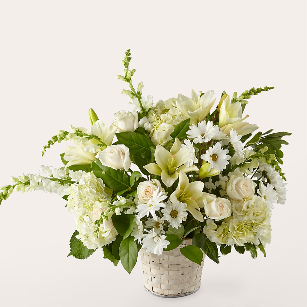 Ivory Elegance Floral Basket – Heavenly Plants, Regina SK