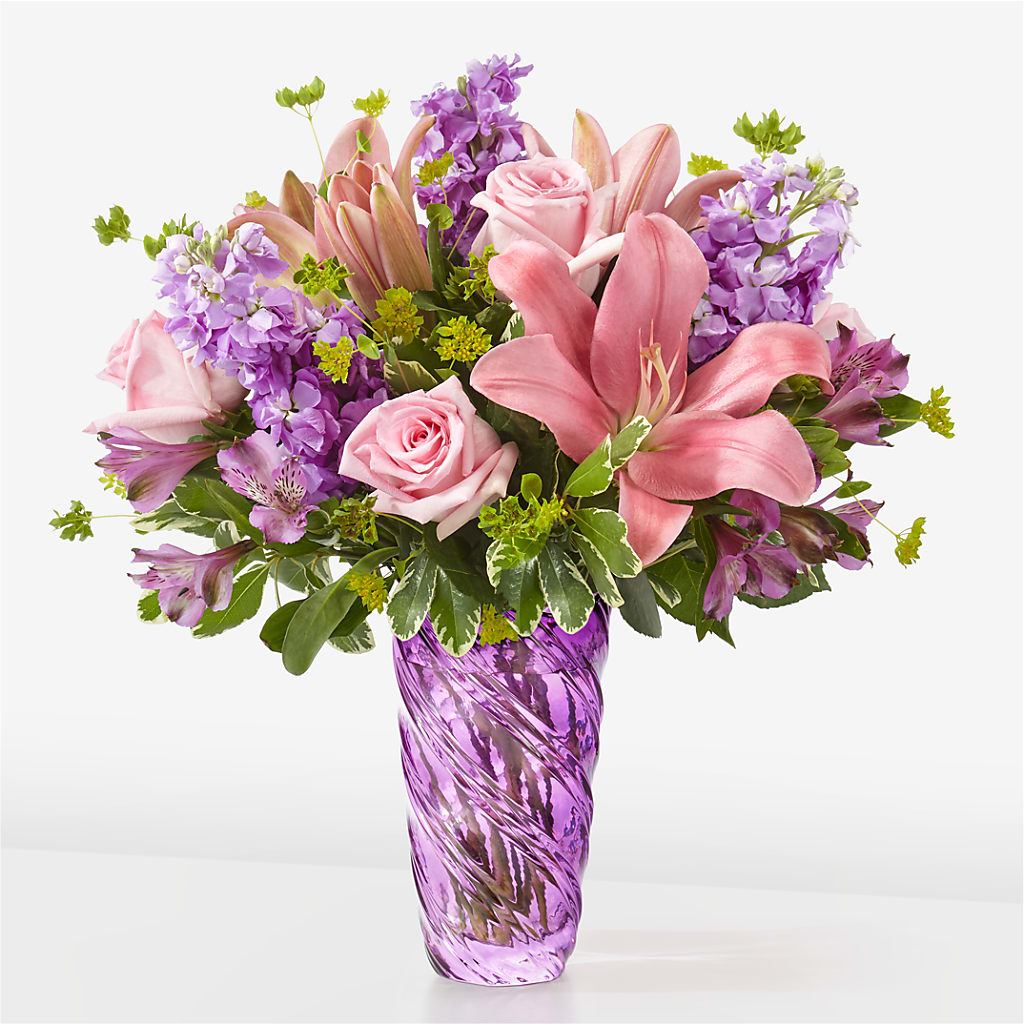 Precious Petals Bouquet with Luxe Swirl Vase – Heavenly Plants, Regina SK
