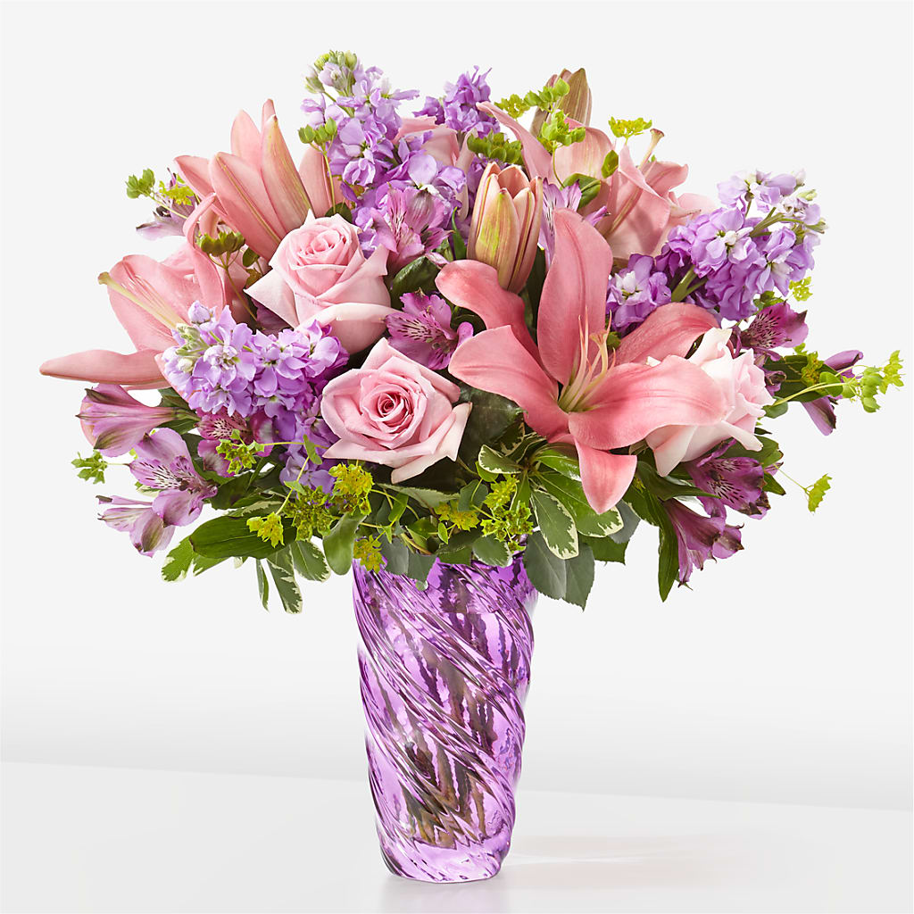 Precious Petals Bouquet with Luxe Swirl Vase – Heavenly Plants, Regina SK