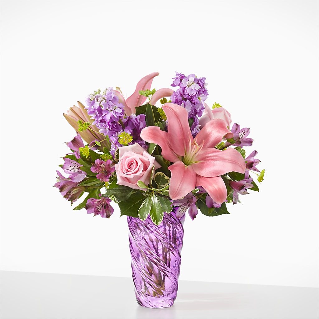 Precious Petals Bouquet with Luxe Swirl Vase – Heavenly Plants, Regina SK