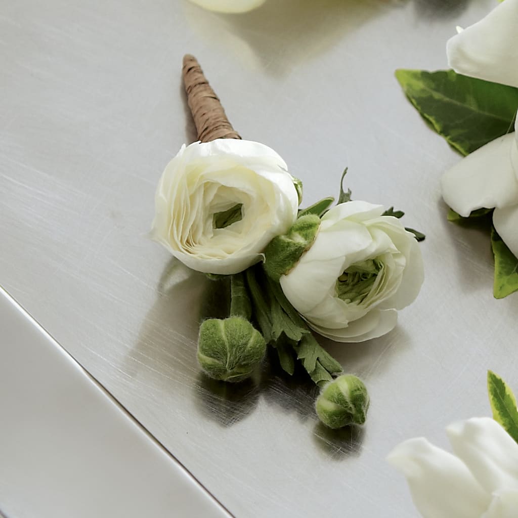 White Ranunculus Boutonniere – Heavenly Plants, Regina SK