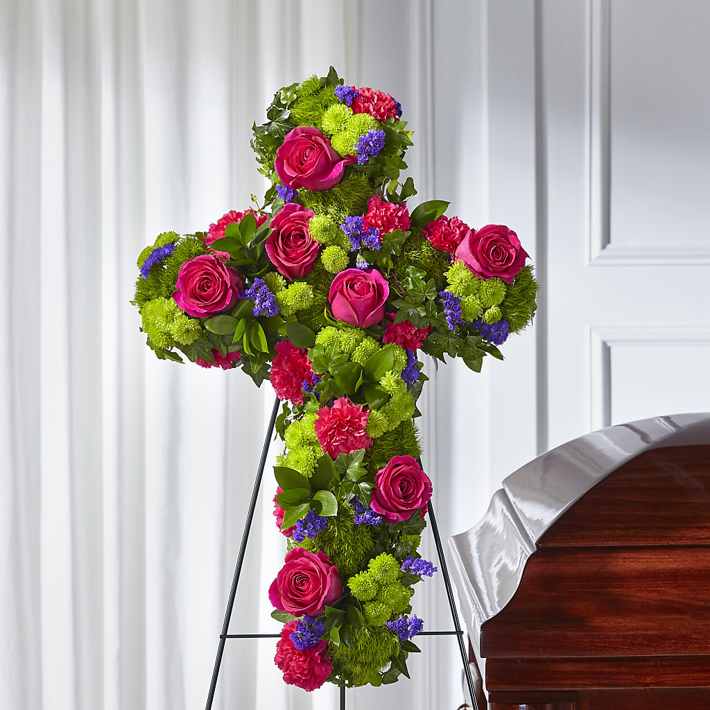 Croix florale Tribute Rose