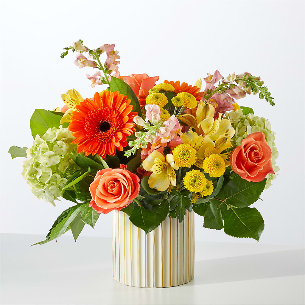 Autumn Sunshine Bouquet with Ivory Vase –  Heavenly Plants, Regina SK
