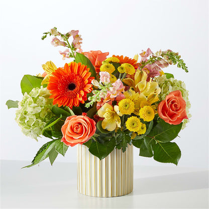 Autumn Sunshine Bouquet with Ivory Vase –  Heavenly Plants, Regina SK